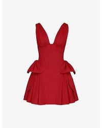 House Of Cb - Amalia Corset-Bodice Stretch-Cotton Mini Dress - Lyst