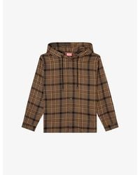 DIESEL - S-Ix Camicia Check-Pattern Cotton-Blend Hooded Shirt - Lyst