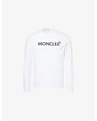 Moncler - Velvet-Branding Long-Sleeves Cotton-Jersey T-Shirt - Lyst