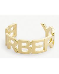 Burberry Logo-motif Gold-toned Brass Cuff Bracelet - Metallic