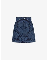 Alexander McQueen - Graphic-pattern A-line Denim Mini Skirt - Lyst