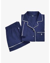 Polo Ralph Lauren - Piped-Trim Short-Sleeved Cotton-Blend Pyjama Set - Lyst