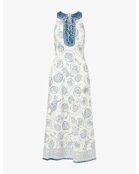 ALÉMAIS - Lucky Lace-Up Linen Midi Dress - Lyst