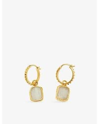 Missoma - Mini Pyramid 18Ct Vermeil Plated Sterling Moonstone Charm Hoop Earrings - Lyst