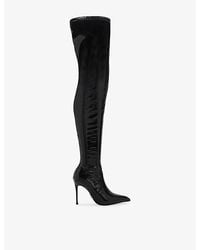 Steve Madden - Pegasus Faux Patent-Leather Heeled Over-The-Knee Boots - Lyst