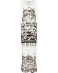 Jean Paul Gaultier - White Black Diablo Graphic-print Slim-fit Cotton-blend Maxi Dress - Lyst