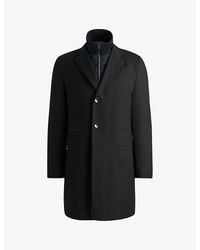 BOSS - Quilted-Panel Slim-Fit Wool-Blend Coat - Lyst