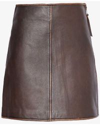 Weekend by Maxmara - A-line Darted Leather Mini Skirt - Lyst