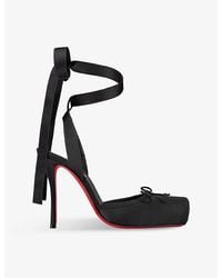 Christian Louboutin - Cassia Lace Up 100 Crepe-Satin Heels - Lyst