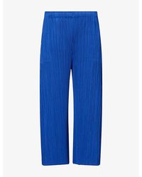 Pleats Please Issey Miyake - Pleated Ankle-Crop Knitted Trousers - Lyst