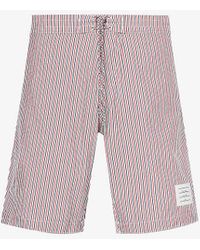 Thom Browne - Board Striped Brand-patch Woven Short - Lyst
