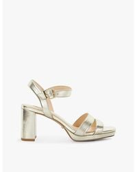 Dune - Manifesting Metallic Block-Heel Leather Sandals - Lyst