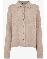 Whistles - Classic-collar Relaxed-fit Ribbed Stretch Cotton-blend Cardigan - Lyst