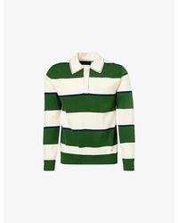 Jonathan Simkhai - Louis Popover Striped Cotton And Cashmere-Blend Polo Jumper - Lyst