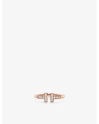 Tiffany & Co. - Tiffany T Wire 18ct Rose-gold And 0.13ct Brilliant-cut Diamond Ring - Lyst