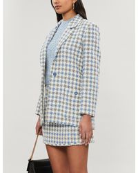 Sandro Caliana One - Button Houndstooth Blazer - Blue