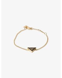 Prada - Enamelled Triangle Logo Metal Bracelet - Lyst