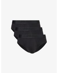 Calvin Klein - Branded-waistband Mid-rise Pack Of Three Stretch-jersey Briefs - Lyst