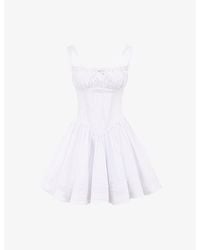 House Of Cb - Natassia Flared-Skirt Cotton-Blend Mini Dress - Lyst