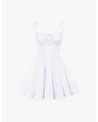 House Of Cb - Natassia Flared-Skirt Cotton-Blend Mini Dress - Lyst