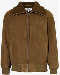 Loewe - Shearling-lining Relaxed-fit Suede Bomber Jacket - Lyst