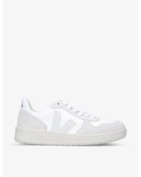 Veja - V10 Logo-embroidered Faux-leather Trainers - Lyst