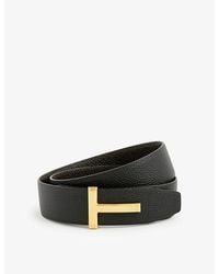 Tom Ford - Reversible T Logo Grained-Leather Belt - Lyst