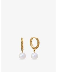 Monica Vinader - Heirloom 18Ct Vermeil And Pearl Drop Huggies - Lyst