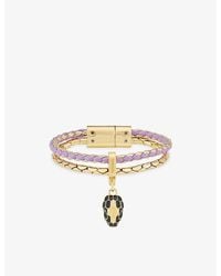 BVLGARI - Serpenti Forever Leather And-Plated Brass Bracelet - Lyst