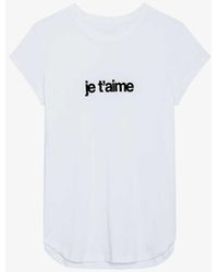 Zadig & Voltaire - Je T'aime Slogan-print Short-sleeve Cotton T-shirt - Lyst