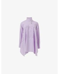 eem - Asymmetric-Hem Pintuck Cotton Blouse - Lyst