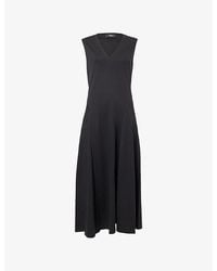 Theory - Easy Sleeveless Cotton V-Neck Midi Dress - Lyst