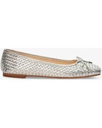 Dune - Heights Bow-embellished Woven-texture Leather Flats - Lyst