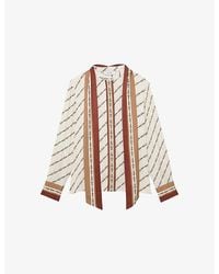 Reiss - Lydia Tie-Neck Chain-Print Woven Shirt - Lyst