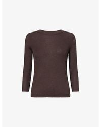 Vince - 3/4 Sleeve Boat-Neck Cashmere And Silk Blend Jumper - Lyst