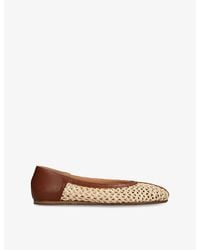 Ancient Greek Sandals - Aeropi Leather And Raffia Ballet Pumps - Lyst