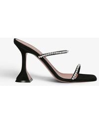 AMINA MUADDI - Gilda Crystal-embellished Metallic-leather Heeled Sandals - Lyst