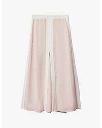 Reiss - Rosalia Contrast-trim Woven Midi Skirt - Lyst