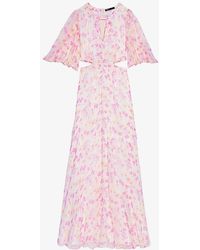 Maje - Floral-print Cut-out Woven Maxi Dress - Lyst