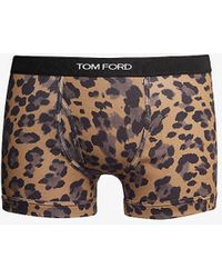 Tom Ford - Branded-waistband Leopard-print Stretch-cotton Boxer Briefs - Lyst