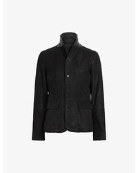 AllSaints - Survey Double-Layered Leather Blazer - Lyst