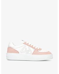 Stuart Weitzman - Sw Courtside Monogram Leather And Suede Trainers - Lyst