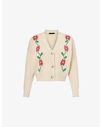 Weekend by Maxmara - Floral-Embellished Cotton-Blend Cardigan - Lyst