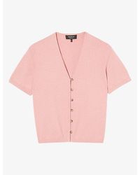Whistles - V-Neck Short-Sleeve Cotton-Blend Top - Lyst