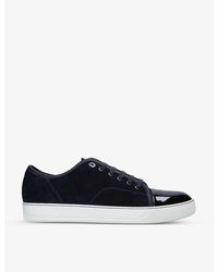 Lanvin - Panelled Patent-leather And Velvet Low-top Trainers - Lyst