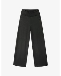 The White Company - Roll-Top Wide-Leg High-Rise Stretch-Modal Trousers - Lyst
