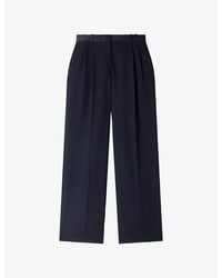 Sandro - Mixed-Material Wide-Leg Satin Trousers - Lyst
