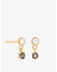 Astrid & Miyu - Charm 14Ct- Lab-Grown Diamond And Smokey Quartz Stud Earrings - Lyst