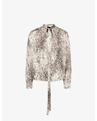 Givenchy - Tural Brown Lavallière Abstract-print Silk Blouse - Lyst