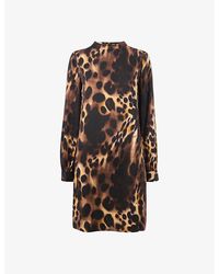 Whistles - Cleo Leopard-Print Woven Mini Dress - Lyst